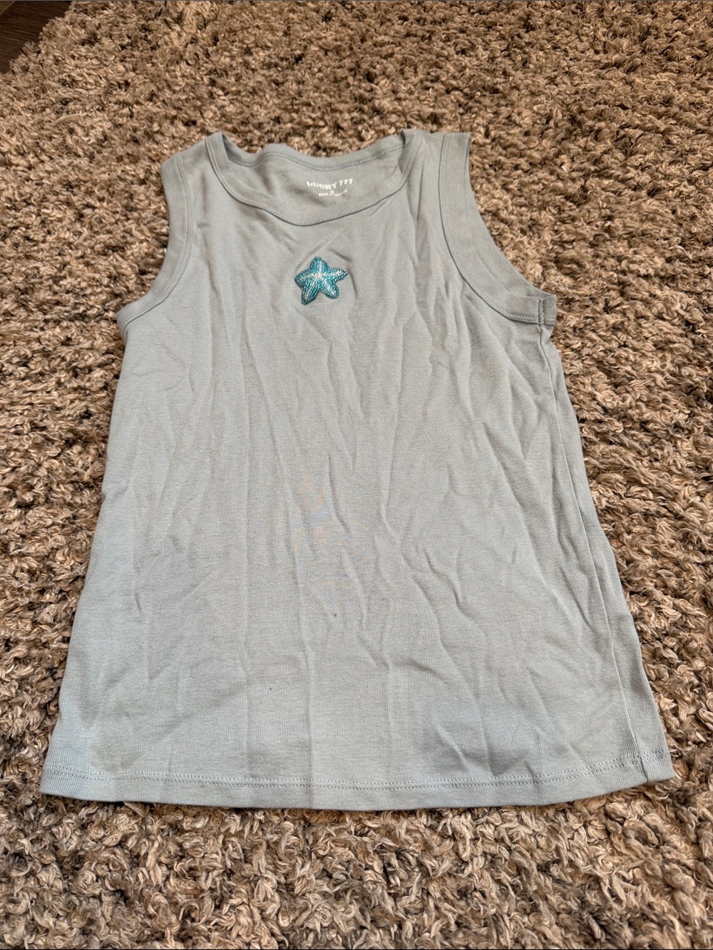 Light Blue Star Embroidered Tank Top